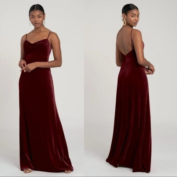 Jenny Yoo Dresses & Skirts - NEW Jenny Yoo BHLDN Sammi Dark Berry Velvet Cowl Neck Gown